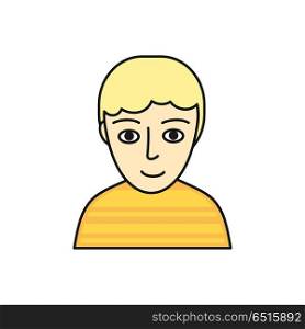 Young Man Avatar Icon. Young man avatar icon. Young blond man in yellow sweater. Social networks business private users avatar pictogram. Isolated vector illustration on white background.