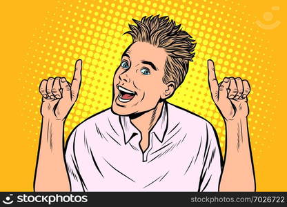 young man points gesture. Pop art retro vector illustration vintage kitsch. young man points gesture