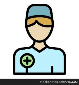 Young nurse icon. Outline young nurse vector icon color flat isolated. Young nurse icon color outline vector