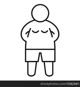 Young overweight boy icon. Outline young overweight boy vector icon for web design isolated on white background. Young overweight boy icon, outline style