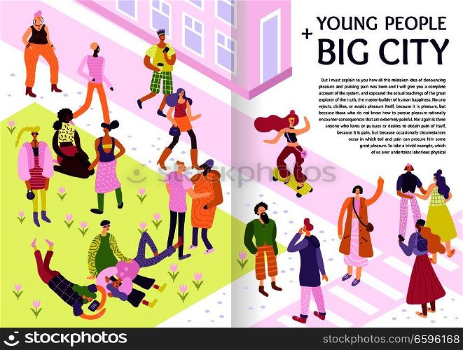 Young people big city style casual look street fashion ideas inspiration tips pictures infographic poster vector illustration  . Young Street Fashion Infographics  