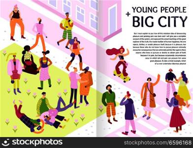 Young people big city style casual look street fashion ideas inspiration tips pictures infographic poster vector illustration  . Young Street Fashion Infographics  
