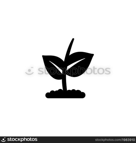 Young Plant Sprout, Agriculture Tree Growth. Flat Vector Icon illustration. Simple black symbol on white background. Young Plant Sprout, Tree Growth sign design template for web and mobile UI element. Young Plant Sprout, Agriculture Tree Growth Flat Vector Icon