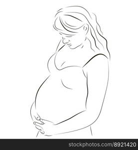 Young pregnant woman sketch vector image