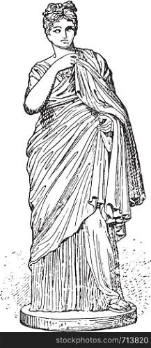 Young Roman Woman, vintage engraved illustration.