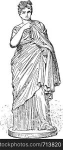 Young Roman Woman, vintage engraved illustration.