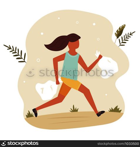 Young running girl doing plogging. Eco lifestyle. Green activity.. Young running girl doing plogging. Eco lifestyle.