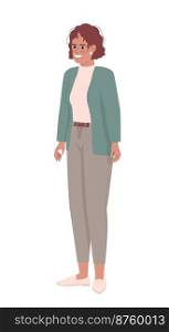 Young smiling businesswoman semi flat color vector character. Editable figure. Full body person on white. Career simple cartoon style illustration for web graphic design and animation. Young smiling businesswoman semi flat color vector character