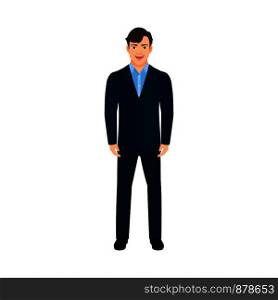 Young smiling middle manager isolated vector illustration on white background. Young smiling manager man