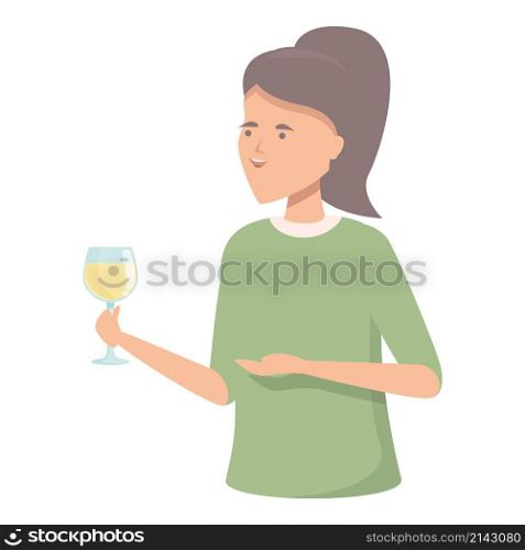 Young sommelier icon cartoon vector. Wine cocktail. Woman drink. Young sommelier icon cartoon vector. Wine cocktail