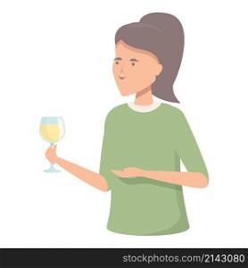 Young sommelier icon cartoon vector. Wine cocktail. Woman drink. Young sommelier icon cartoon vector. Wine cocktail