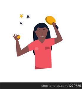 Young table tennis player performing at competitions. Vector illustration. Table tennis player performing at the competitions