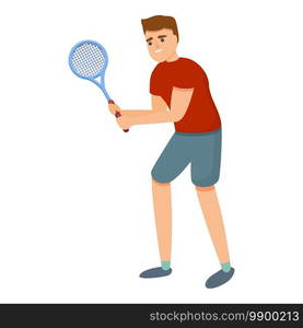 Young tennis player icon. Cartoon of young tennis player vector icon for web design isolated on white background. Young tennis player icon, cartoon style