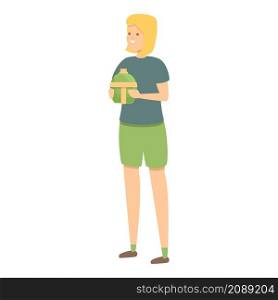 Young tourist icon cartoon vector. People travel. Guide trip. Young tourist icon cartoon vector. People travel