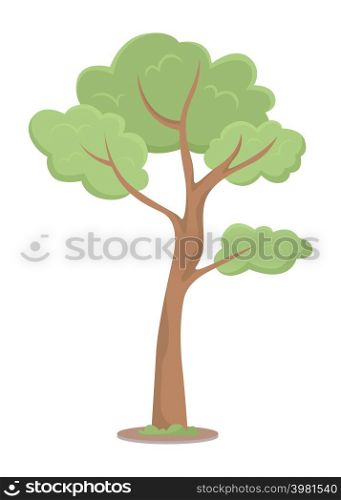 Young tree semi flat color vector object. Full sized item on white. Biodiverse habitat. Supporting wildlife. Springtime simple cartoon style illustration for web graphic design and animation. Young tree semi flat color vector object