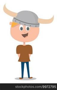 Young Viking, illustration, vector on white background