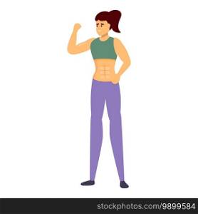 Young woman bodybuilding icon. Cartoon of young woman bodybuilding vector icon for web design isolated on white background. Young woman bodybuilding icon, cartoon style