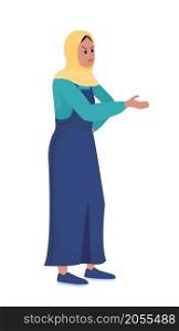 Young woman criticizing semi flat color vector character. Posing figure. Full body person on white. Adolescence isolated modern cartoon style illustration for graphic design and animation. Young woman criticizing semi flat color vector character