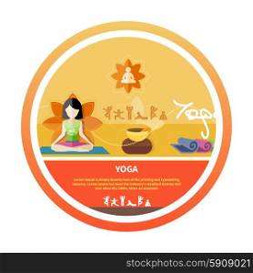 Young woman doing yoga. Yoga lotus pose. Sport concept in flat design style. Young woman doing yoga