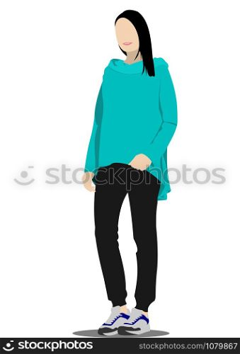 Young woman silhouettes. Vector illustration for designers