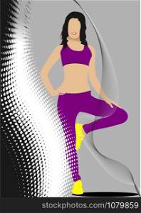 Young woman silhouettes with dotted background. Vector illustration for designers