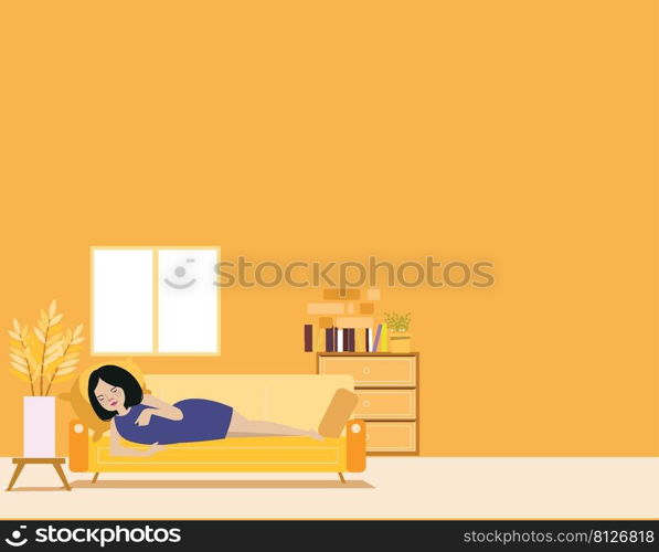 Young Woman Sleeping on Sofa