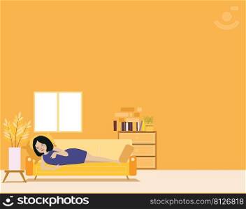 Young Woman Sleeping on Sofa