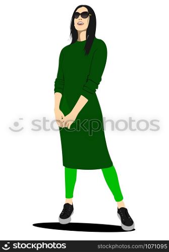 Young woman with sunglasses. Businessman. Vector illustration