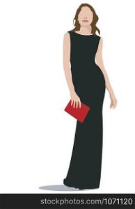 Young women in evening gown. Evening dress Vector illustration