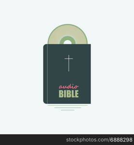 Your Audio Bible. Vector image of the Bible and the SD disk symbolizing the logo audio Bible.
