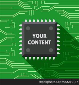 Your content microchip computer electronics cpu flat background vector illustration