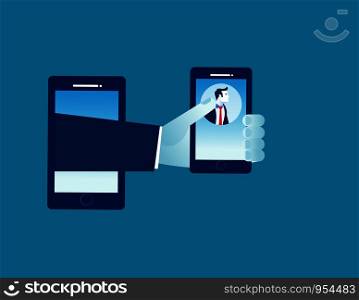 Your message or manager phone in. Concept business technology vector illustration, Vector cartoon character flat