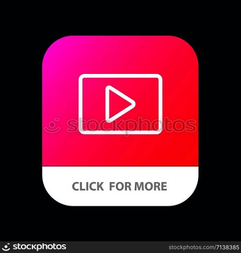 YouTube, Paly, Video, Player Mobile App Button. Android and IOS Line Version