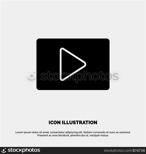 YouTube, Paly, Video, Player solid Glyph Icon vector