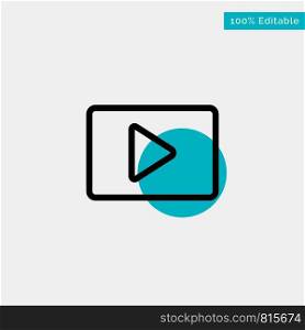 YouTube, Paly, Video, Player turquoise highlight circle point Vector icon
