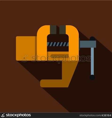 Yrllow vise tool icon. Flat illustration of yrllow vise tool vector icon for web on coffee background. Yrllow vise tool icon, flat style