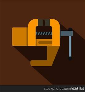 Yrllow vise tool icon. Flat illustration of yrllow vise tool vector icon for web on coffee background. Yrllow vise tool icon, flat style