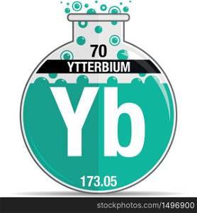 Ytterbium symbol on chemical round flask. Element number 70 of the Periodic Table of the Elements - Chemistry. Vector image