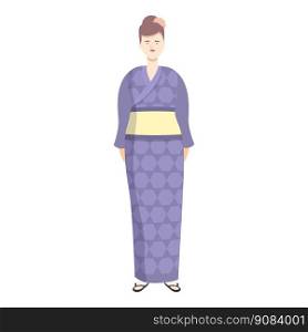 Yukata kimono icon cartoon vector. Asian person. Asia lady. Yukata kimono icon cartoon vector. Asian person