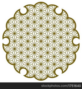 Yukiwa flower with pattern in Japanese style of Kumiko zaiku. Design element for laser cutting .. Yukiwa flower with pattern in Japanese style of Kumiko zaiku.