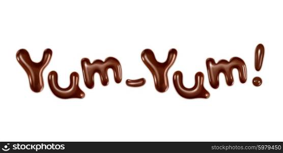 Yum-Yum, modern-style inscription, can be used as a label for something tasty and delicious, stylish vector illustration isolated on white background