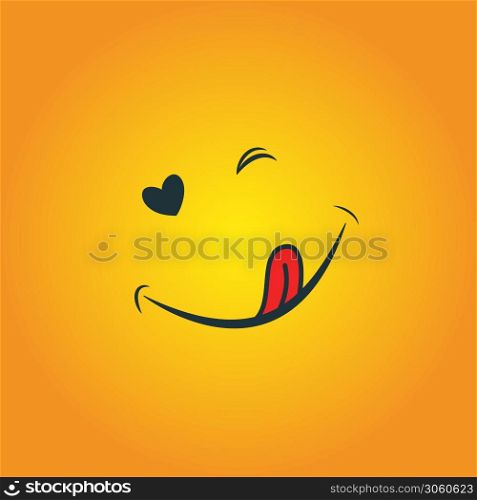 Yummy icon. Hungry smiling face with mouth and tongue emoji. Delicious, healthy funny lunch tasty mood smile avatar happy yellow character cute vector isolated cartoon symbol.. Yummy icon. Hungry smiling face with mouth and tongue emoji. Delicious, healthy funny lunch tasty mood smile avatar happy yellow character cute vector isolated cartoon symbol