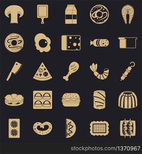 Yummy icons set. Simple set of 25 yummy vector icons for web for any design. Yummy icons set, simple style