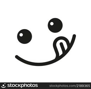 Yummy smile emoji with tongue lick mouth. Delicious tasty food symbol for social network. Yummy and hungry line icon. Savory gourmet. Enjoy food sign. Vector illustration isolated on white background.. Yummy smile emoji with tongue lick mouth. Delicious tasty food symbol for social network. Yummy and hungry line icon. Savory gourmet. Enjoy food sign. Vector illustration isolated on white background