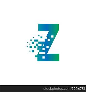 Z Initial Letter Logo Design with Digital Pixels in Gradient Colors