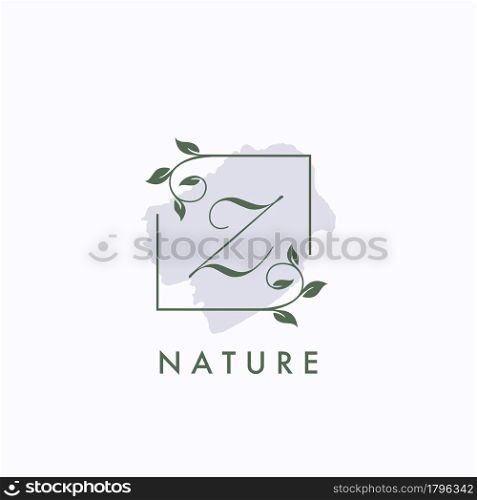 Z initial letter square leaf green nature floral logo template
