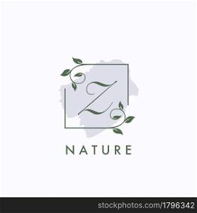 Z initial letter square leaf green nature floral logo template