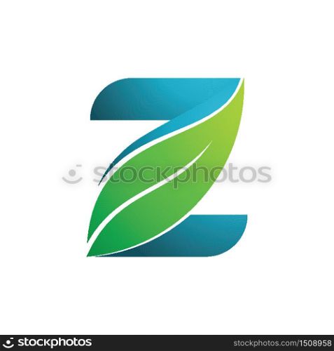 Z Letter Green Leaf Ecology Nature Initial Logo