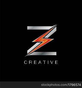 Z Letter Logo, Abstract Techno Thunder Bolt Vector Template Design.