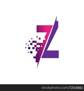Z Letter Logo Design with Digital Pixels in concept strokes